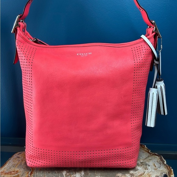 Coach Handbags - Coach Legacy Perforated Watermelon Pink Leather Duffel 22762